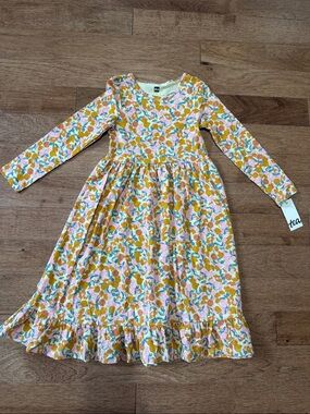 NWT - Tea Collection Girls' Floral Ruffle-Hem Long Sleeve Dress